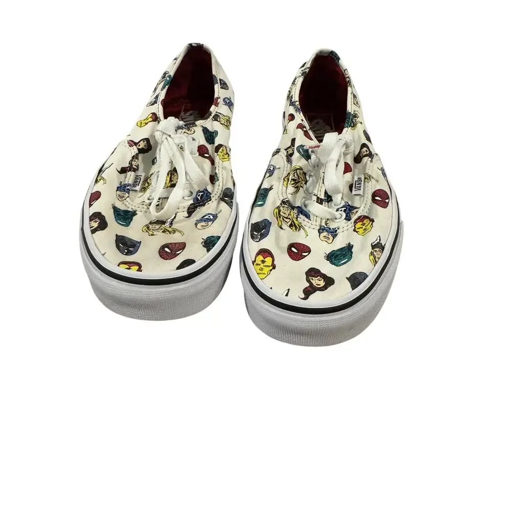 Vans x Marvel Authentic Canvas Sneakers White Comic Print Women’s